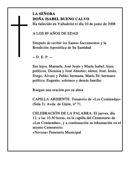 DOÑA ISABEL BUENO CALVO