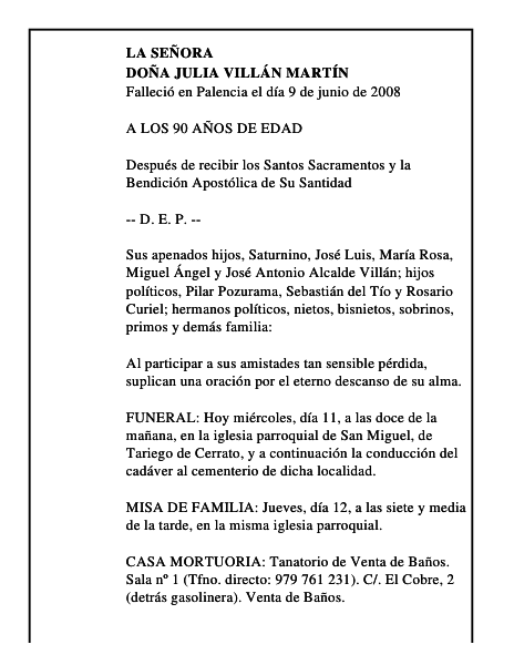 DOÑA JULIA VILLÁN MARTÍN