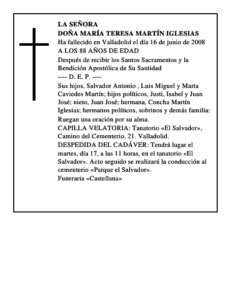 DOÑA MARÍA TERESA MARTÍN IGLESIAS