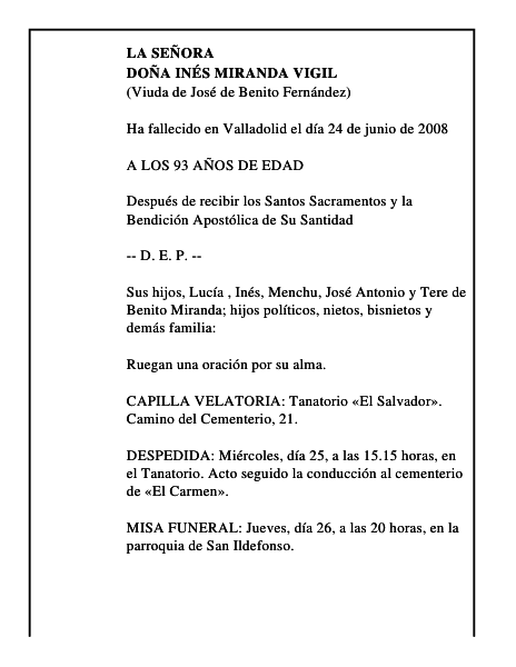 DOÑA INÉS MIRANDA VIGIL