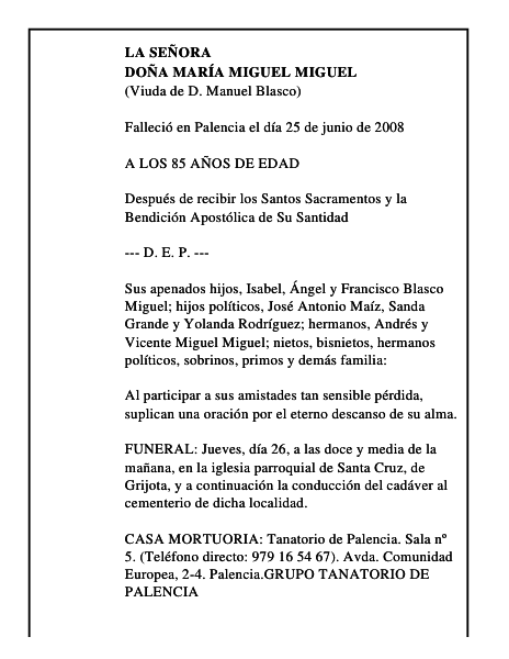 DOÑA MARÍA MIGUEL MIGUEL
