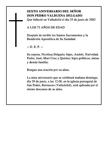 DON PEDRO VALBUENA DELGADO