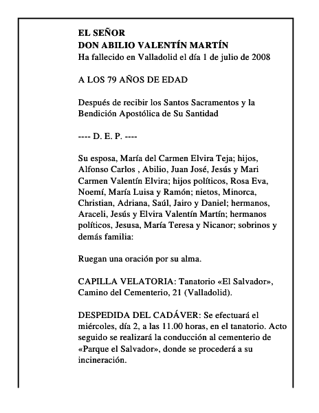 DON ABILIO VALENTÍN MARTÍN
