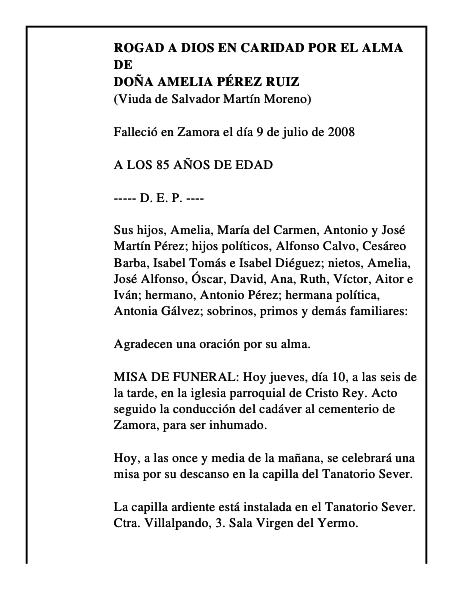 DOÑA AMELIA PÉREZ RUIZ