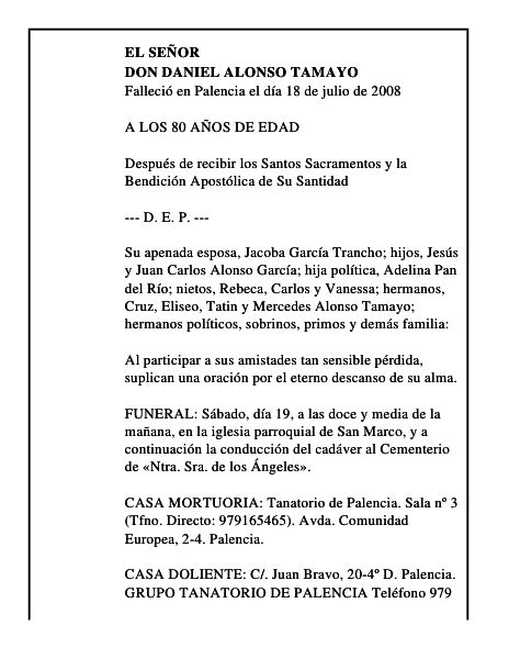 DON DANIEL ALONSO TAMAYO