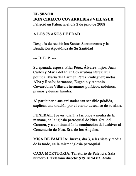 DON CIRIACO COVARRUBIAS VILLASUR