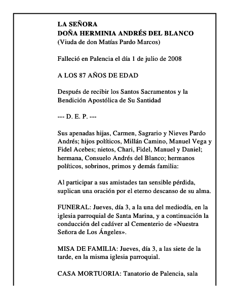 DOÑA HERMINIA ANDRÉS DEL BLANCO