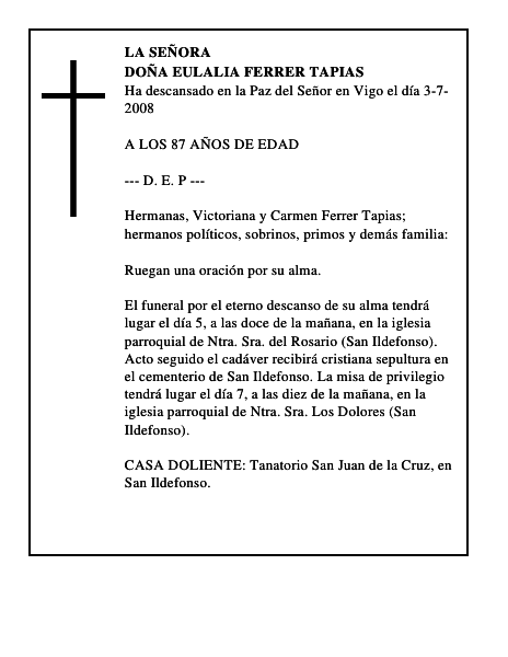 DOÑA EULALIA FERRER TAPIAS