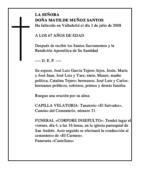DOÑA MATILDE MUÑOZ SANTOS