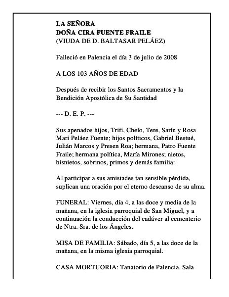 DOÑA CIRA FUENTE FRAILE