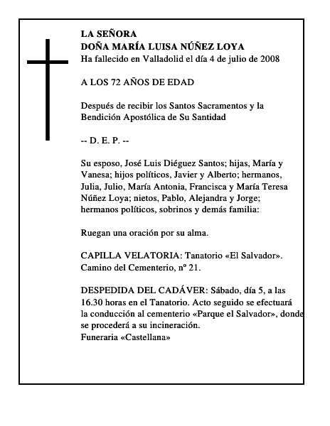 DOÑA MARÍA LUISA NÚÑEZ LOYA
