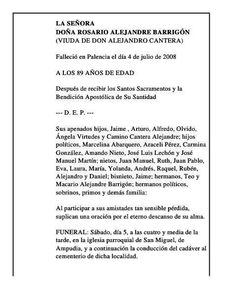 DOÑA ROSARIO ALEJANDRE BARRIGÓN
