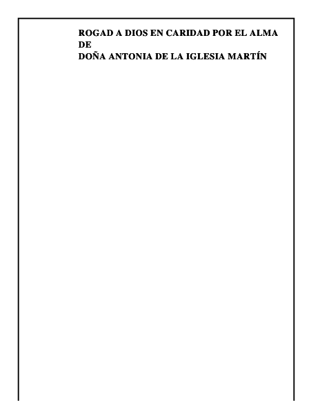 DOÑA ANTONIA DE LA IGLESIA MARTÍN