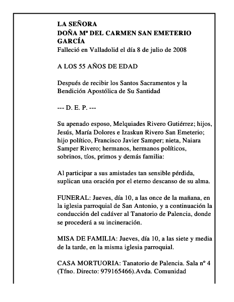 DOÑA Mª DEL CARMEN SAN EMETERIO GARCÍA