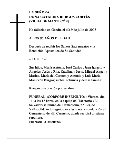 DOÑA CATALINA BURGOS CORTÉS
