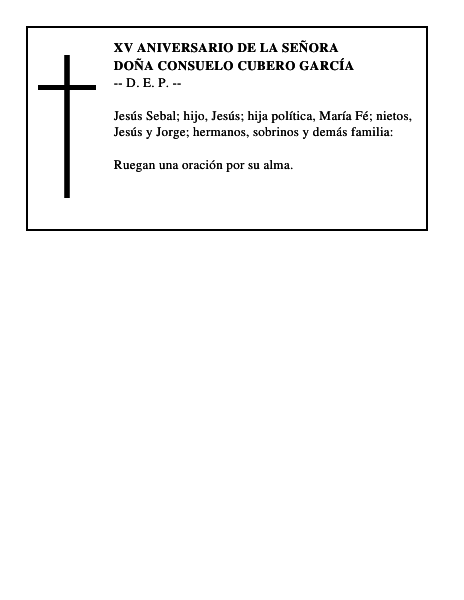 DOÑA CONSUELO CUBERO GARCÍA