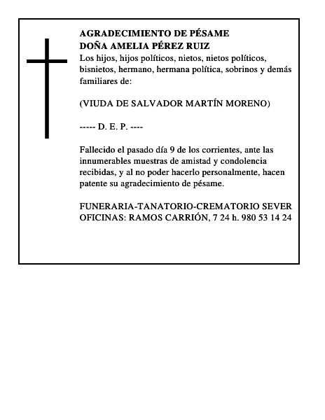DOÑA AMELIA PÉREZ RUIZ