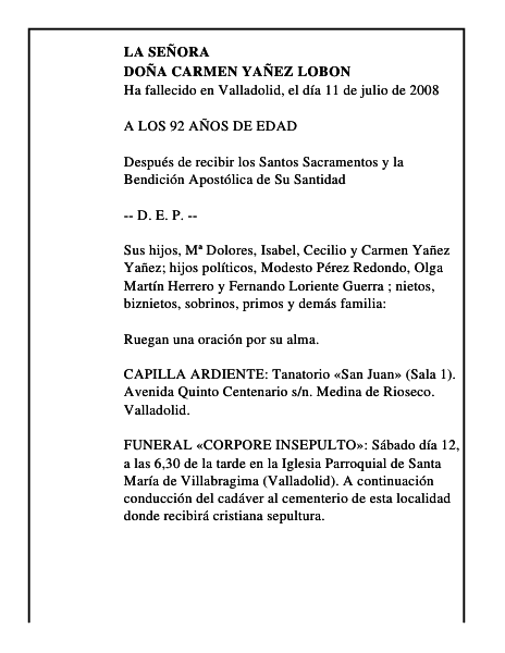 DOÑA CARMEN YAÑEZ LOBON