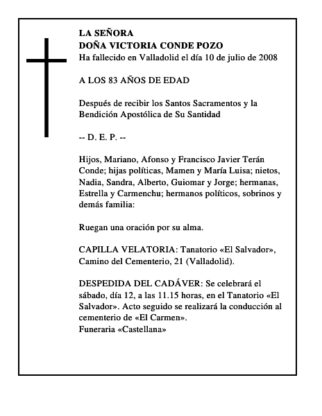 DOÑA VICTORIA CONDE POZO