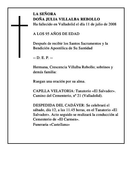 DOÑA JULIA VILLALBA REBOLLO