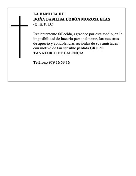 DOÑA BASILISA LOBÓN MOROZUELAS