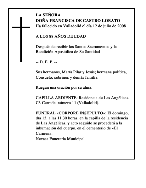 DOÑA FRANCISCA DE CASTRO LOBATO
