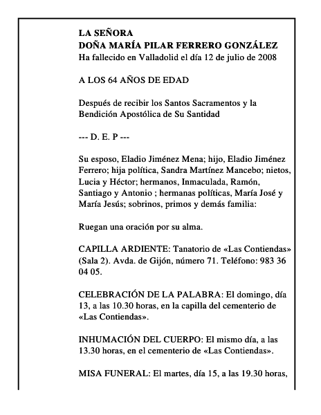 DOÑA MARÍA PILAR FERRERO GONZÁLEZ