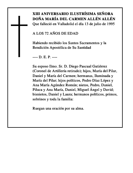 DOÑA MARÍA DEL CARMEN ALLÉN ALLÉN