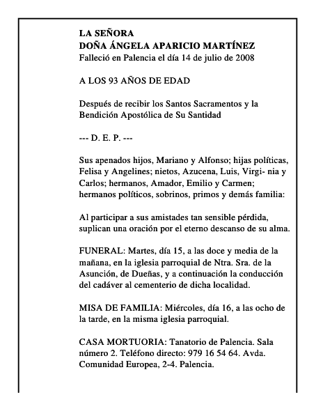 DOÑA ÁNGELA APARICIO MARTÍNEZ