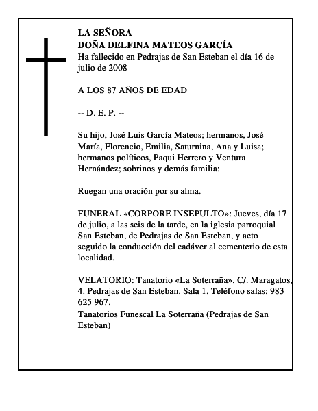 DOÑA DELFINA MATEOS GARCÍA