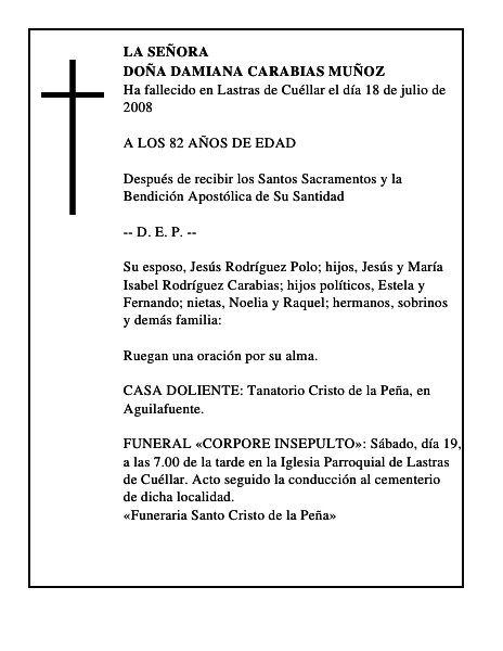 DOÑA DAMIANA CARABIAS MUÑOZ