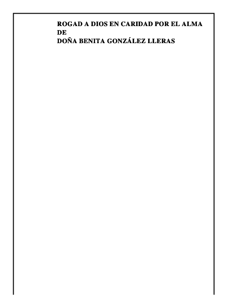 DOÑA BENITA GONZÁLEZ LLERAS