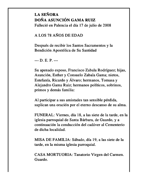 DOÑA ASUNCIÓN GAMA RUIZ