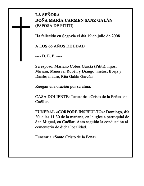 DOÑA MARÍA CARMEN SANZ GALÁN