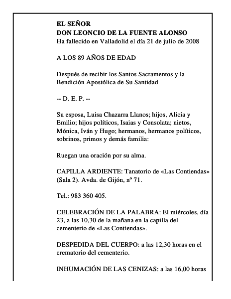 DON LEONCIO DE LA FUENTE ALONSO