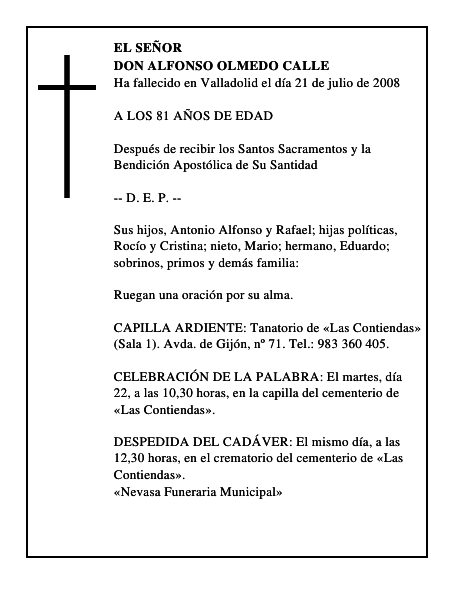 DON ALFONSO OLMEDO CALLE