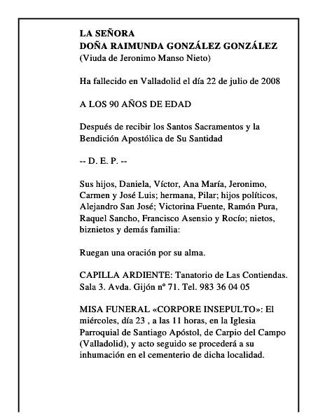 DOÑA RAIMUNDA GONZÁLEZ GONZÁLEZ