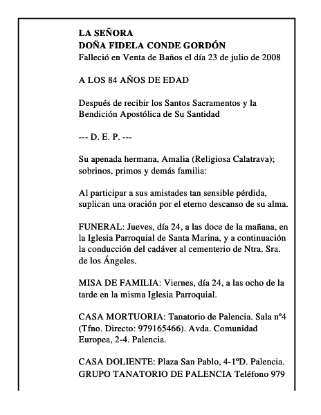 DOÑA FIDELA CONDE GORDÓN