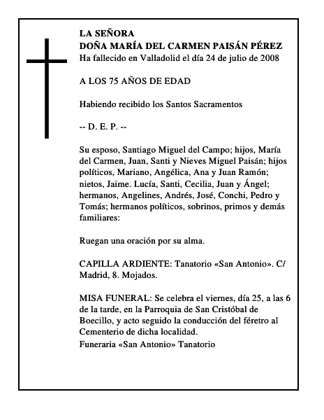 DOÑA MARÍA DEL CARMEN PAISÁN PÉREZ