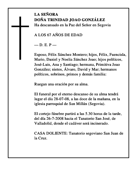 DOÑA TRINIDAD JOAO GONZÁLEZ