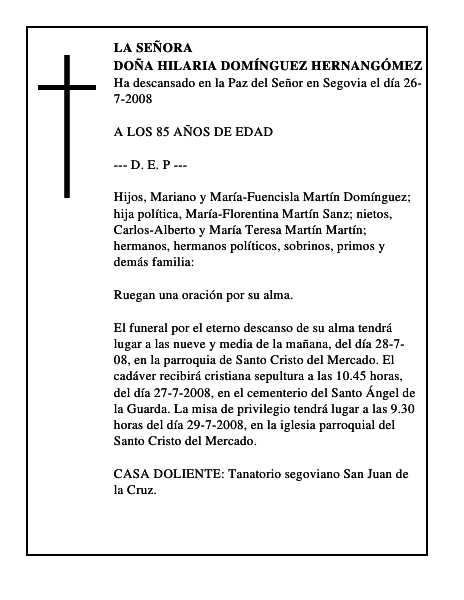 DOÑA HILARIA DOMÍNGUEZ HERNANGÓMEZ