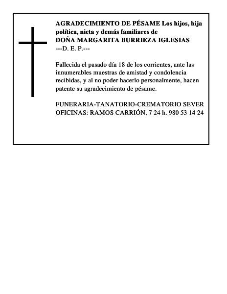 DOÑA MARGARITA BURRIEZA IGLESIAS