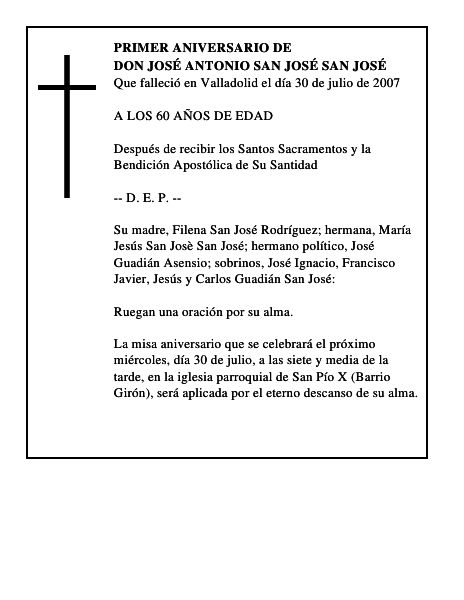 DON JOSÉ ANTONIO SAN JOSÉ SAN JOSÉ
