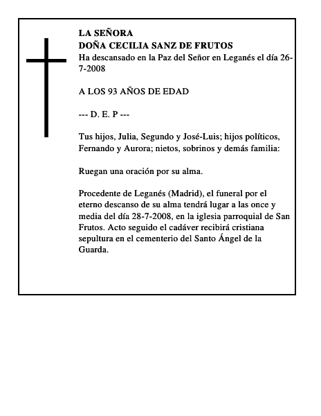 DOÑA CECILIA SANZ DE FRUTOS