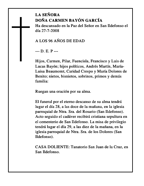 DOÑA CARMEN BAYÓN GARCÍA