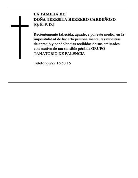 DOÑA TERESITA HERRERO CARDEÑOSO