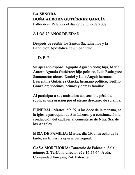 DOÑA AURORA GUTIÉRREZ GARCÍA
