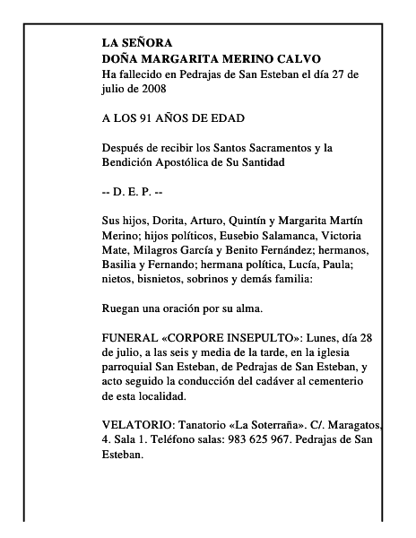 DOÑA MARGARITA MERINO CALVO