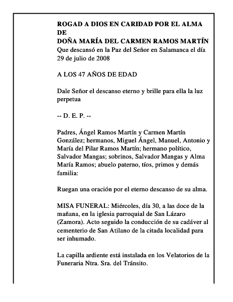 DOÑA MARÍA DEL CARMEN RAMOS MARTÍN