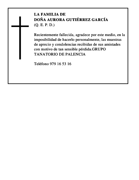 DOÑA AURORA GUTIÉRREZ GARCÍA